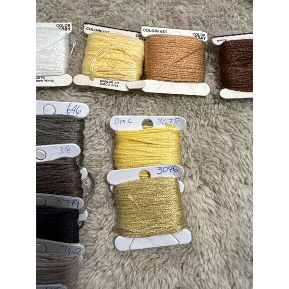 DMC Embroidery Floss Bundle 23 Skeins Various Colors Yellow Brown & White - Picture 3 of 7